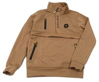 Hnědá sportovní mikina s výšivkou 