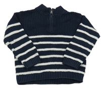 Tmavomodro-bílý pruhovaný svetr M&S