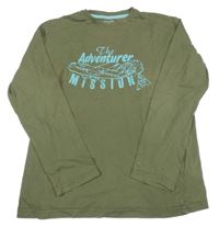 Khaki triko s nápisem Vertbaudet