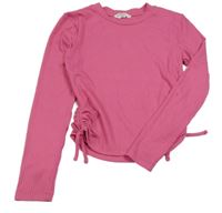 Růžové žebrované crop triko Matalan