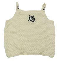 Smetanový pletený top s výšivkou květu Primark