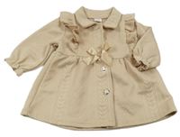 Béžový vzorovaný teplákový kabátek s mašlí a límečkem 