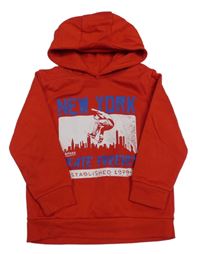 Červená mikina s potiskem a kapucí Dunnes Stores