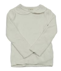 Smetanový žebrovaný lehký svetr s límečkem F&F