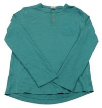 Tmavozelené triko s knoflíky hema