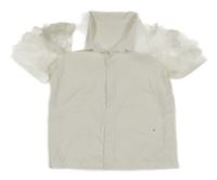 Bílá halenka s tylovými rukávy se zdobením 