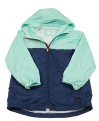 Světlemodro-tmavomodrá šusťáková jarní bunda s kapucí Zara