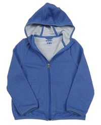 Modrá žebrovaná propínací mikina s kapucí tchibo