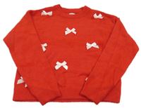 Červený svetr s 3D mašlemi F&F