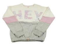 Nové - bílo-šedo-růžová mikina s nápisem z flitrů F&F