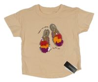 Nové - meruňkové tričko s botami z flitrů dunnes