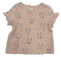 Světlerůžové tričko s králíky C&A