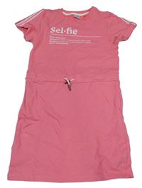 Růžové teplákové šaty s nápisem Y.F.K.