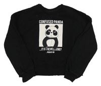 Černá crop mikina s pandou 
