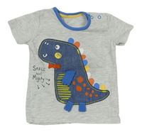 Světlešedé melírované tričko s dinosaurem George