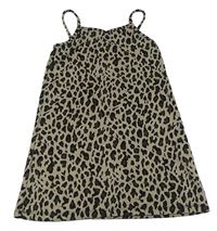 Béžovo-černo-hnědé úpletové šaty s leopardím vzorem zn. River Island