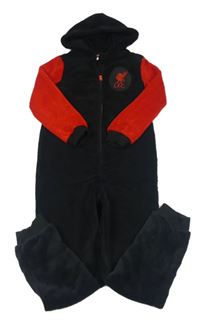Černo-černá plyšová fotbalová kombinéza s kapucí - L.F.C 