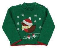 Zelený svetr s ptáčkem 