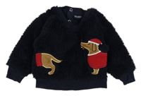 Tmavomodrá chlupatá mikina s jezevčíky Lupilu