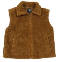 Hnědá chlupatá podšitá vesta 