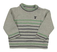 Šedo-modro-zelený svetr s pruhy Mothercare