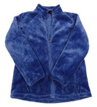 Tmavomodrá propínací plyšová mikina