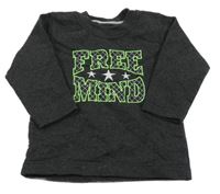 Tmavošedá mikina s nápisem 