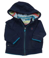 Tmavomodrá propínací mikina s logem a kapucí Baker