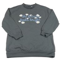 Antracitová šatová mikina s nápisem a květy Lily & Dan