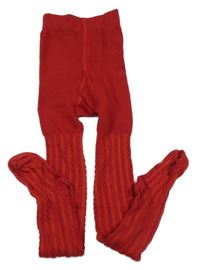 Vínové žebrované punčocháče H&M