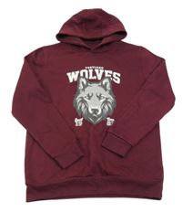 Vínová mikina s vlkem a kapucí Dunnes