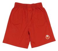 Červené sportovní kraťasy s výšivkou 