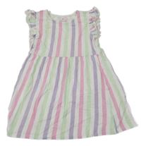 Smetanovo-lila-mintovo-růžové pruhované šaty H&M