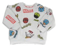 Bílá žebrovaná mikina se superhrdiny Marvel