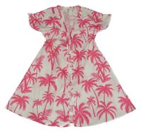 Bílo-růžový plážový cardigan s palmami