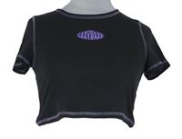 Dámské tmavošedé crop trčko s nápisem H&M