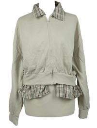 Dámská béžová crop propínací mikina s halenkovou vsadkou Zara 