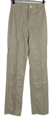 Dámské béžové koženkové kalhoty PrettyLittle Thing