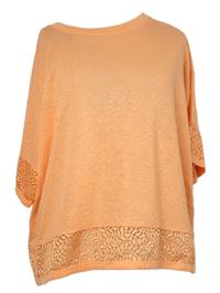 Dámské oranžové volné tričko s krajkou M&S