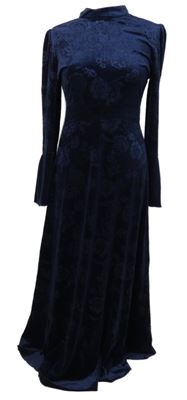Dámské tmavomodré květované sametové dlouhé šaty Shein 