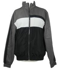 Pánská šedo-černo-bílá šusťáková zateplená bunda River Island 