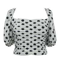 Dámská bílo-černá puntíkovaná řasená crop halenka Asos 