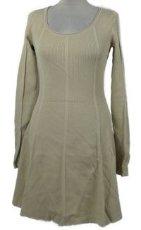 Dámské béžové žebrované pletené šaty H&M