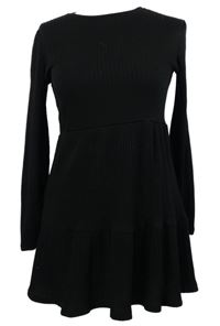 Dámské černé žebrované úpletové šaty Stradivarius 