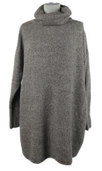 Dámská hnědá melírovaná oversized svetrová tunika s rolákem Mister Lady 