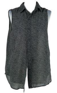 Dámská oranžovo-bílá vzorovaná šifonová halenka 