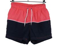 Pánské neonově růžovo-tmavomodré šusťákové plážové kraťasy