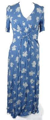 Dámské světlemodré květované midi šaty se šněrováním Nobody´s child 