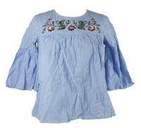 Dámská modro-bílá proužkovaná halenka s květy Dorothy Perkins 