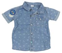 Modrá vzorovaná riflová košile F&F